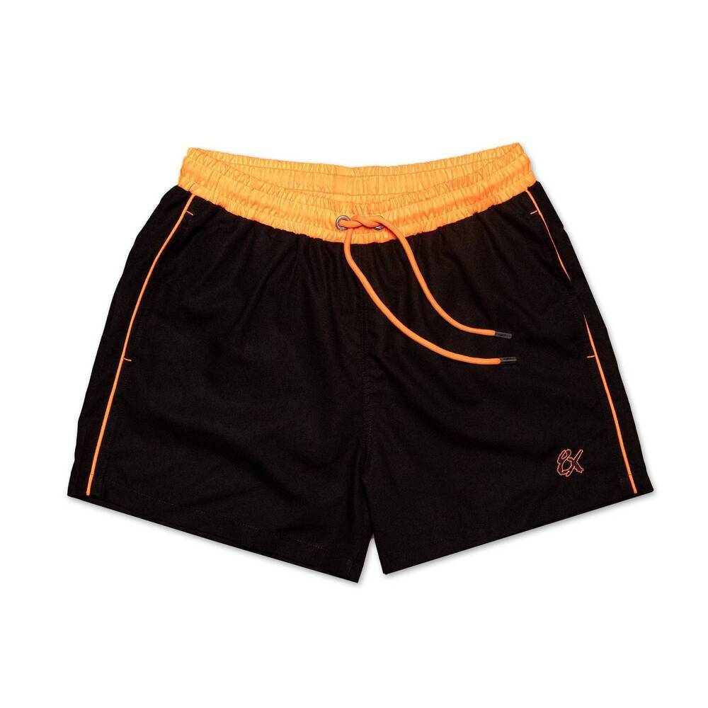 NEW EIGHT X men's swim trunks with trim in black/ neon